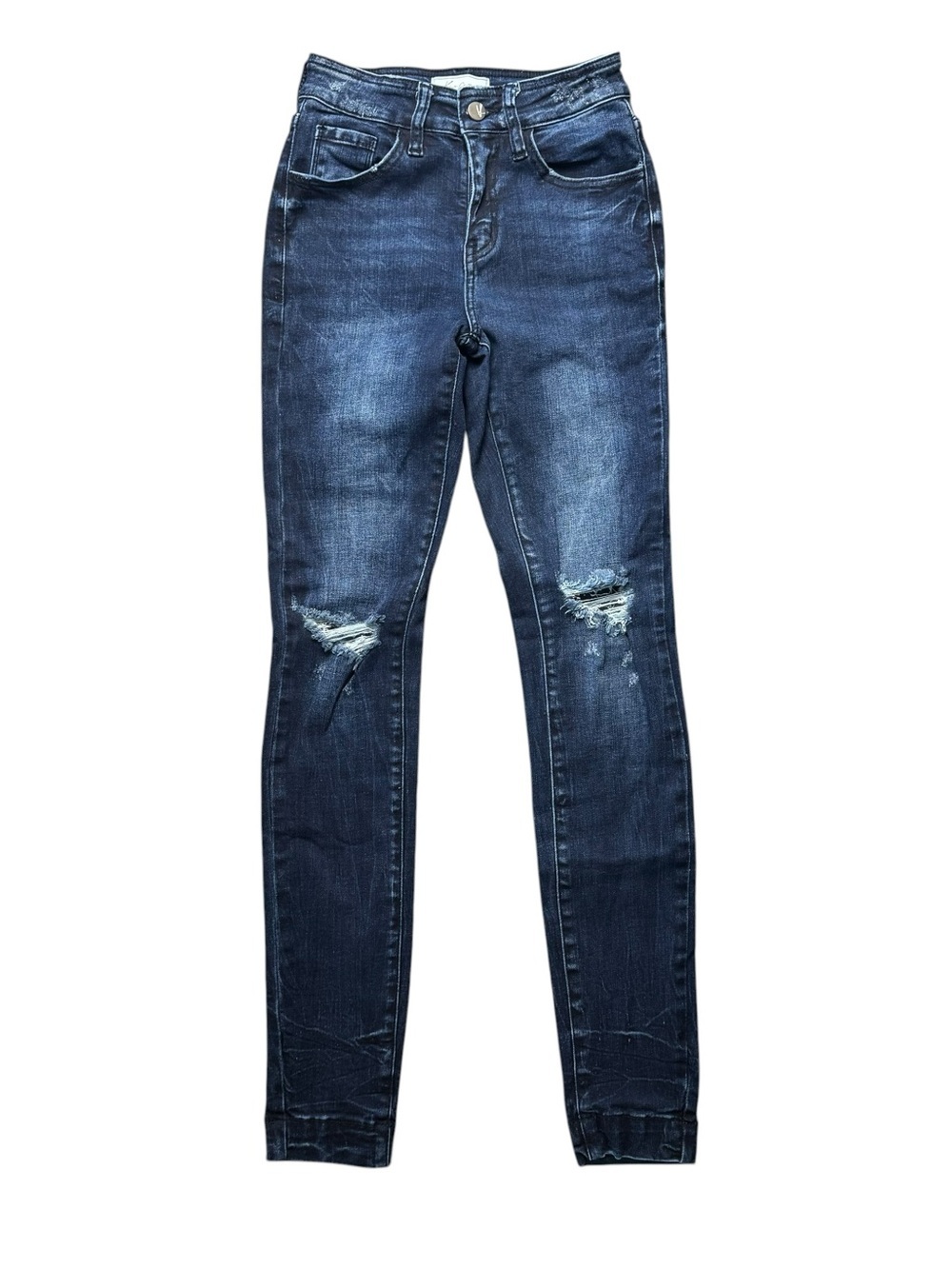 KanCan Signature Dark Blue Distressed Mid-Rise Skinny Jeans Size 24